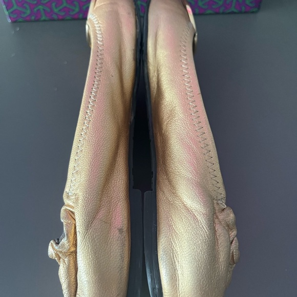 Tory Burch Gold Reva Ballerina Flat Size 7 - Picture 3 of 7